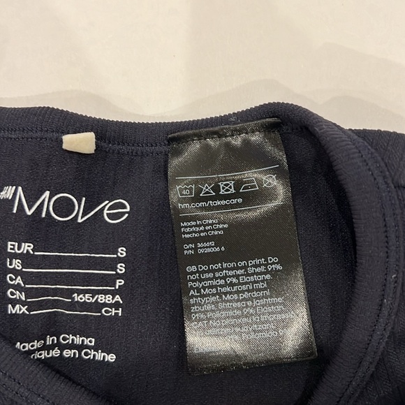 H&M move active back long sleeve crop top size small - Picture 4 of 6